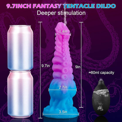 9.7-Inch Fantasy Dragon Tentacle Dildo with Knot and Suction Cup - Soft Silicone Ejaculating Adult Toy