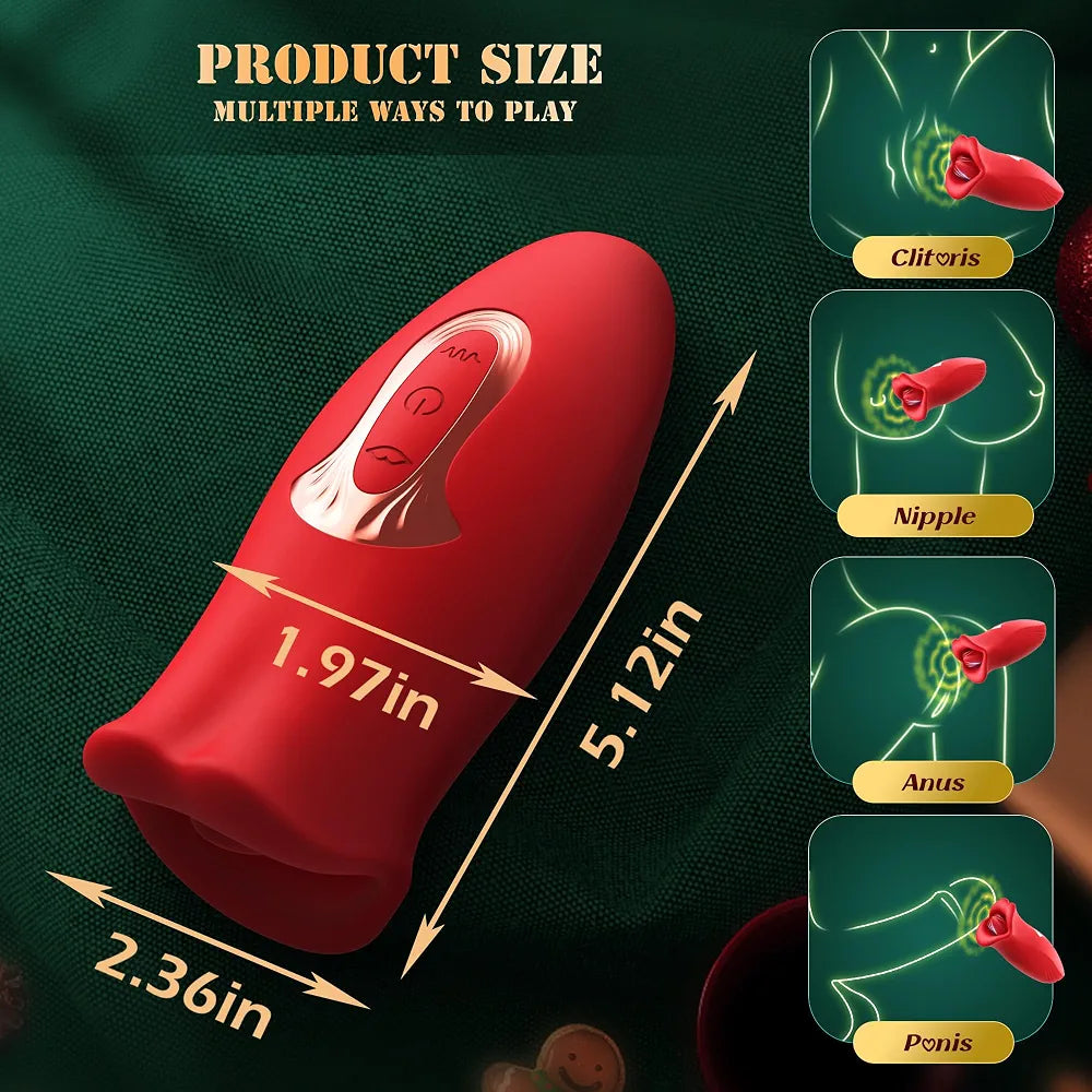 Rose-Shaped Clitoral Stimulator with 20 Vibration and Licking Modes
