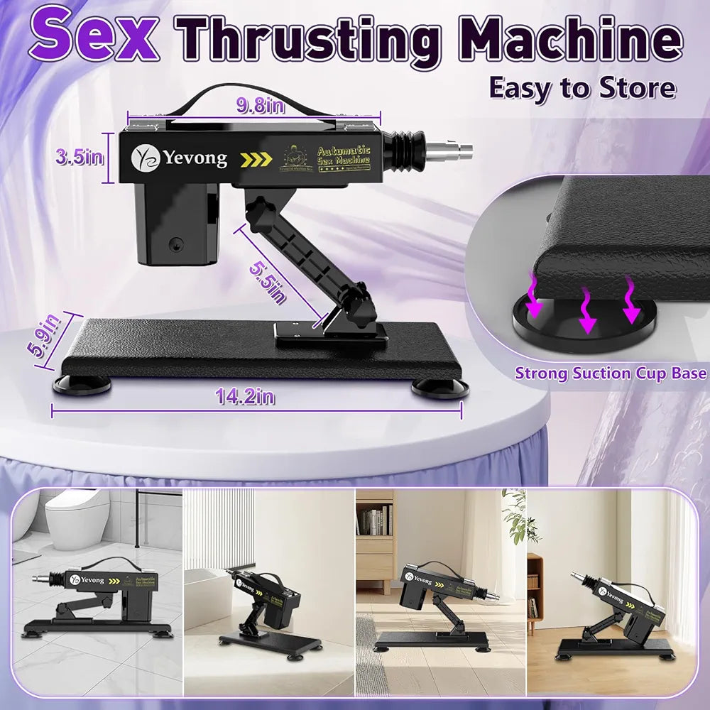 Automatic Thrusting Dildo Machine with Suction Cup and 8 Interchangeable Attachments for Women