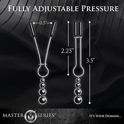 Master Series Adjustable Triple Bead Nipple Clamps with Protective Vinyl Tips