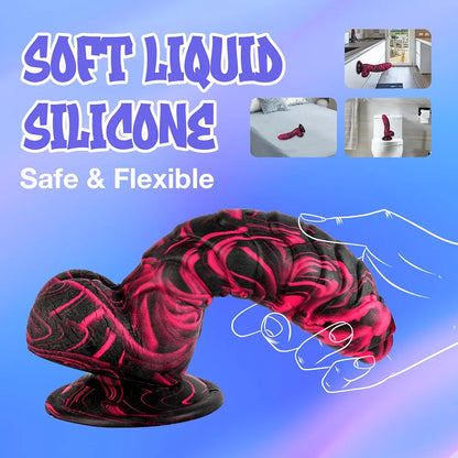 7.16-Inch Realistic Silicone Monster Dildo with Strong Suction Cup for Hands-Free G-Spot and Anal Stimulation