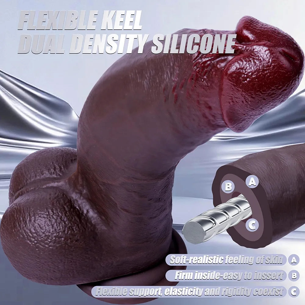 8.66-Inch Realistic Silicone Vibrating Dildo with Suction Cup and 10 Vibration Modes