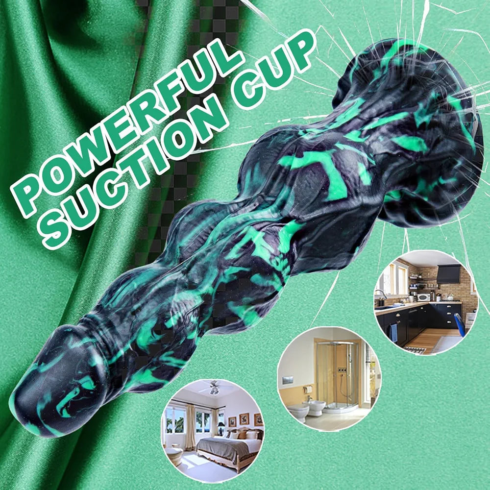 10-Inch Realistic Silicone Fantasy Dragon Dildo with Suction Cup and Triple Knots
