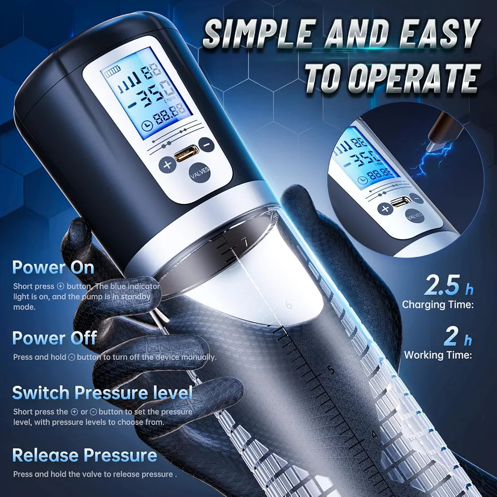 Male Penis Pump Sex Toys, Automatic Enlargers & Extend Pump for Men with LED Display, Adult Toys for Men Electric Penis Entender Erection Pumps, Sex Toys - Pumps & Enlargers 