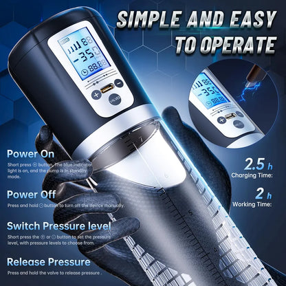 Male Penis Pump Sex Toys, Automatic Enlargers & Extend Pump for Men with LED Display, Adult Toys for Men Electric Penis Entender Erection Pumps, Sex Toys - Pumps & Enlargers 