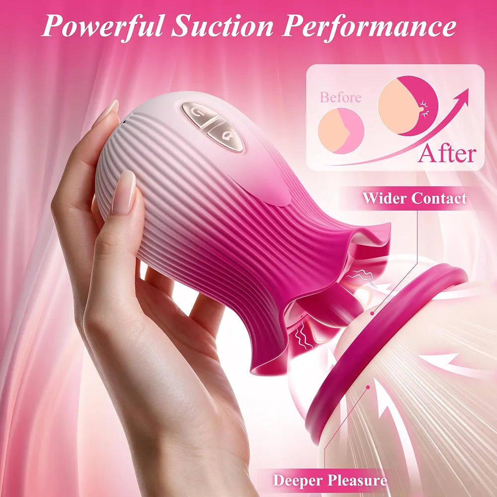 Rose AI-Sync Vibrator: 21-Mode Suction, Licking & Vibration Toy for Clitoral and Anal Stimulation