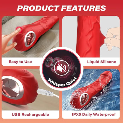 Realistic Dual-Action Thrusting and Vibrating G-Spot and Clitoral Stimulator