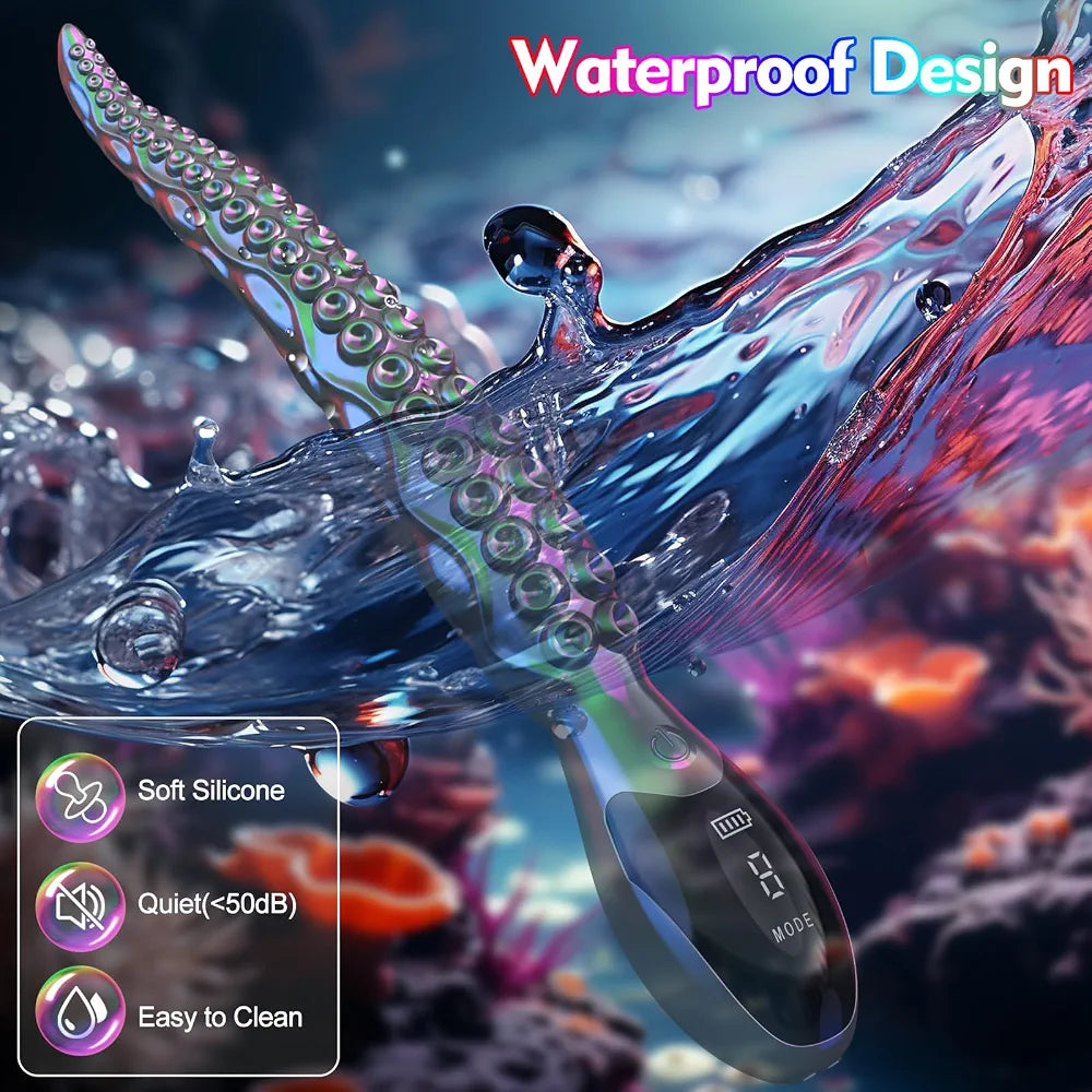 10.7" Monster Octopus Tentacle Silicone Dildo with App-Controlled Vibrations and 9 Modes for Fantasy Stimulation