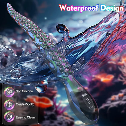 10.7" Monster Octopus Tentacle Silicone Dildo with App-Controlled Vibrations and 9 Modes for Fantasy Stimulation