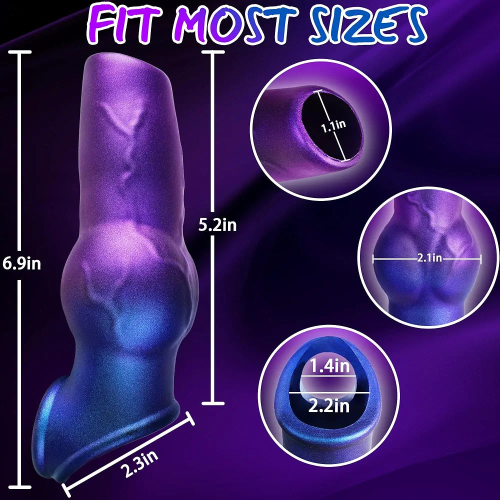 Reusable Silicone Penis Girth Enhancer and Delay Sleeve with Integrated Cock Ring