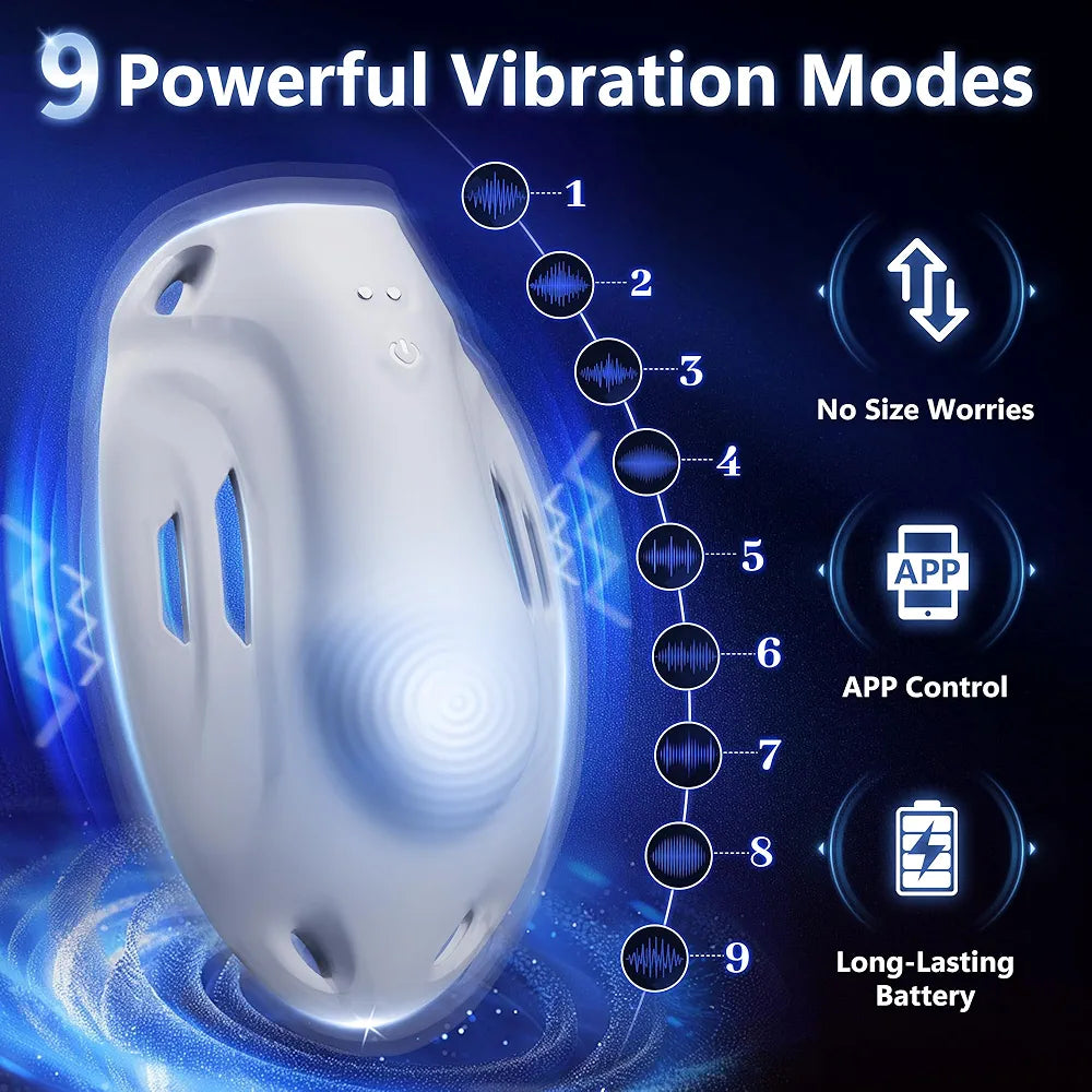 AI-Powered Wearable Penis Training Vibrator with 9 Speeds and App Control - Hands-Free Male Masturbator