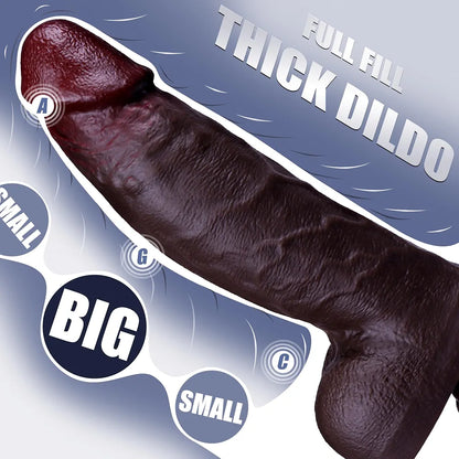 8.66-Inch Realistic Silicone Vibrating Dildo with Suction Cup and 10 Vibration Modes