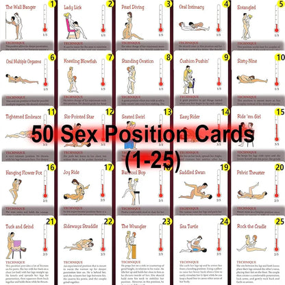 Romantic Couples Game: 50 Intimate Position Cards & Glow-in-the-Dark Dice Set