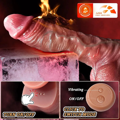 8.46-Inch Realistic Silicone Vibrating Dildo with Suction Cup and 10 Vibration Modes