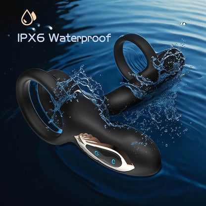 10-Mode Dual-Stimulation Vibrating Penis Ring with G-Spot and Clitoral Massager