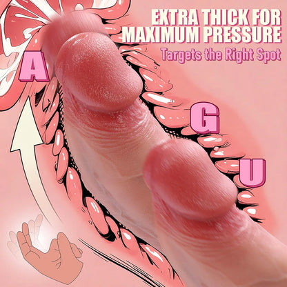 9.5" Realistic Dual-Density Silicone Dildo with Lifelike Texture for G-Spot and Anal Play