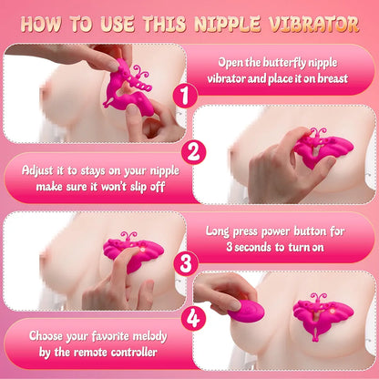 Remote-Controlled Butterfly Nipple Vibrator with 10 Modes