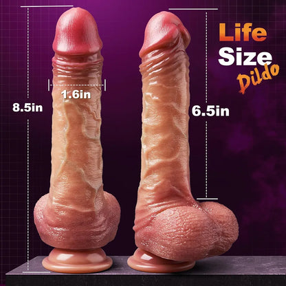 8.5-Inch Realistic Uncut Thrusting & Vibrating Dildo with Suction Cup