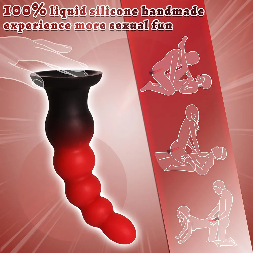 Premium 7-Inch Silicone Progressive Anal Bead Trainer with Suction Base