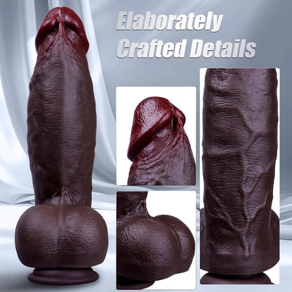 8.66-Inch Realistic Silicone Vibrating Dildo with Suction Cup and 10 Vibration Modes