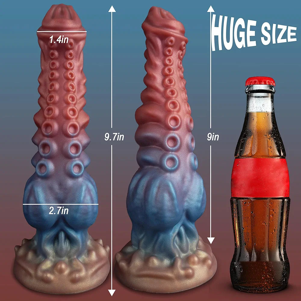 9.7-Inch Realistic Fantasy Monster Tentacle Dildo with Suction Cup - Textured Silicone Anal and Prostate Toy