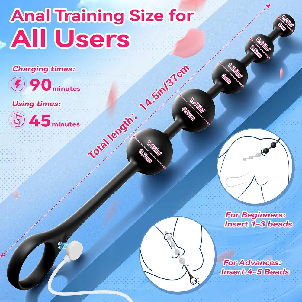 14.5-Inch Remote-Controlled Vibrating Anal Plug and Prostate Massager with 9 Modes