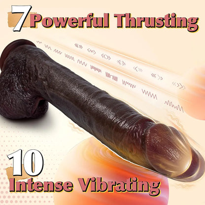 11-Inch Realistic Silicone Thrusting Dildo with Heating, 10 Vibration Modes, and 7 Thrusting Patterns for G-Spot and Anal Stimulation