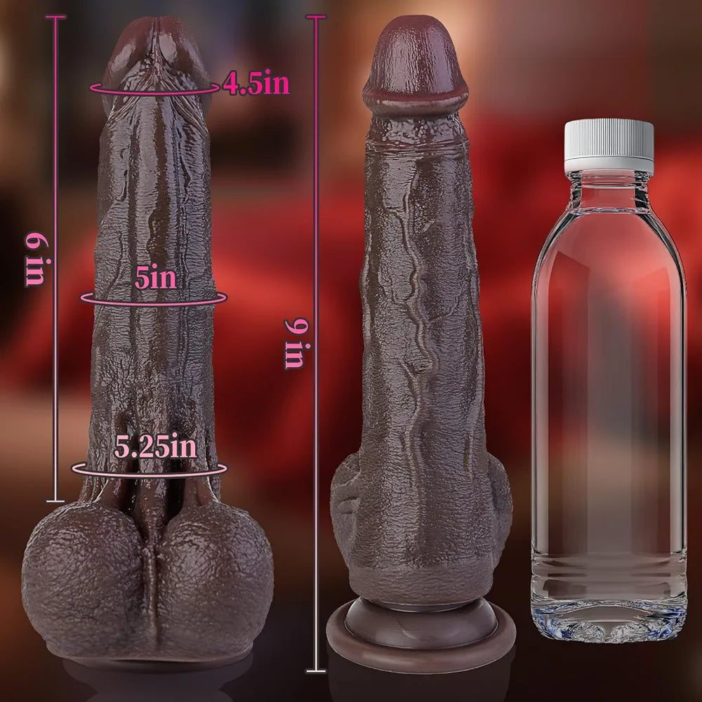 9" Black Thrusting Dildo Vibrator - Heated Realistic BBC Silicone Dildo, Vibrating Moving Dildos with Suction Cup for Vagina Anal Play, Adult Sex Toys for Women Men with 7 Thrusting 10 Vibrating