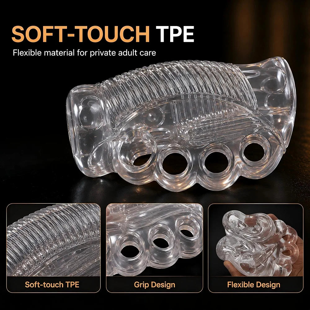 Premium Clear TPE Sleeve Male Masturbator - Realistic Textured Sex Toy for Men