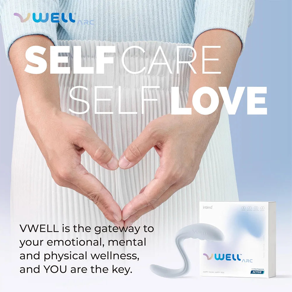 IntiMD VWELL Arc Ergonomic Rechargeable Silicone Vibrating Wand for Therapeutic and Personal Use
