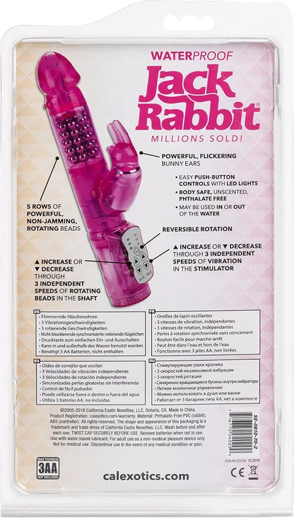 CalExotics Waterproof Jack Rabbit Rotating Shaft Rabbit Vibrator for Couples - Pink