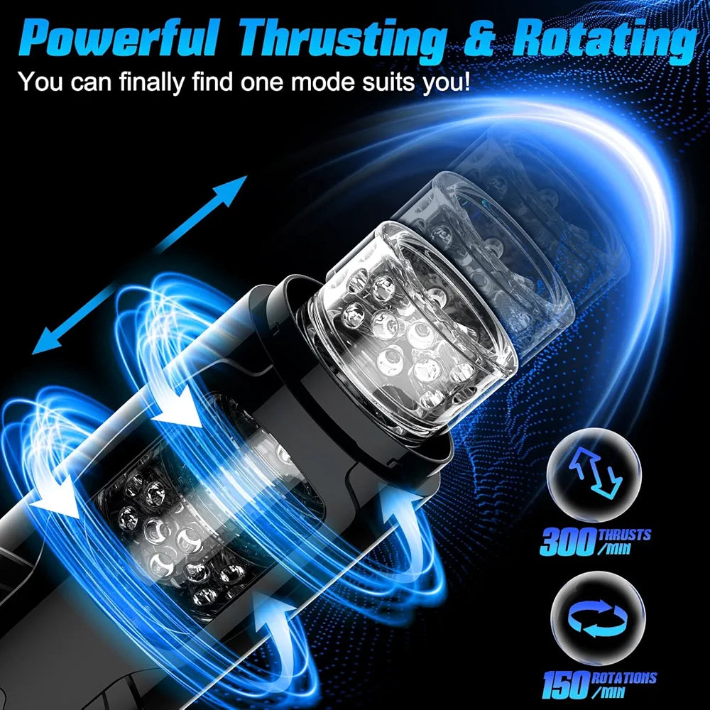 Cafatop Automatic Thrusting & Rotating Male Masturbator with Suction Cup, Waterproof USB Rechargeable Stroker