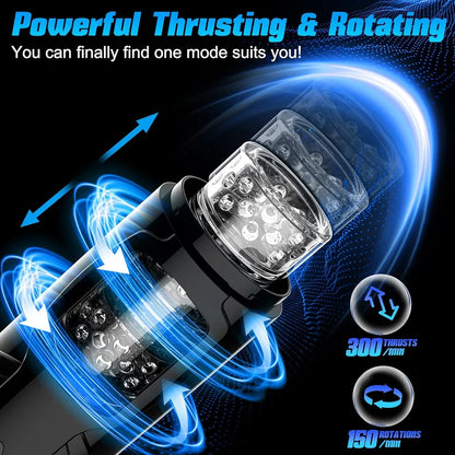 Cafatop Automatic Thrusting & Rotating Male Masturbator with Suction Cup, Waterproof USB Rechargeable Stroker