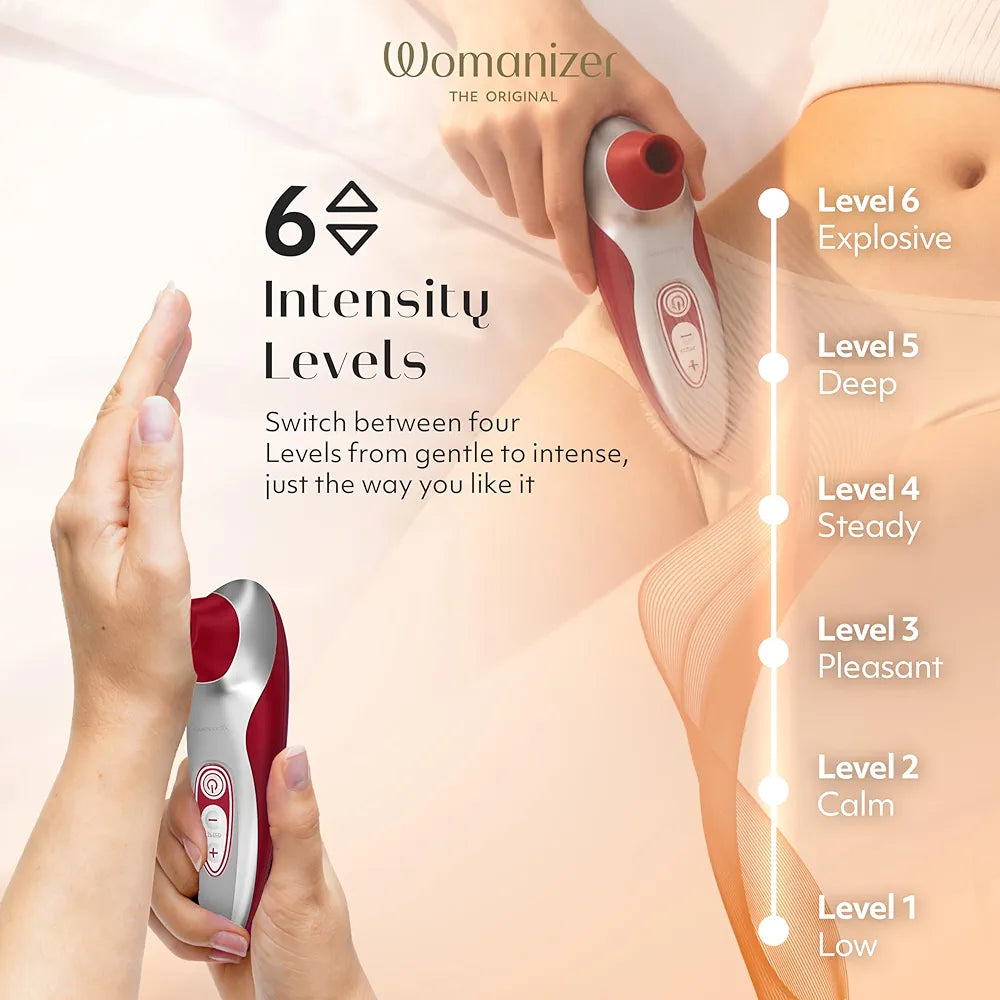 Womanizer Pro40 Clitoral Suction Stimulator with 6 Intensity Levels - Red