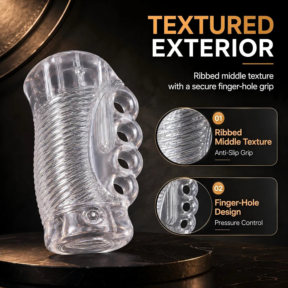 Premium Clear TPE Sleeve Male Masturbator - Realistic Textured Sex Toy for Men