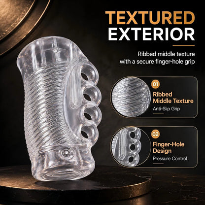 Premium Clear TPE Sleeve Male Masturbator - Realistic Textured Sex Toy for Men