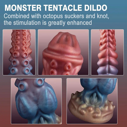 9.7-Inch Realistic Fantasy Monster Tentacle Dildo with Suction Cup - Textured Silicone Anal and Prostate Toy