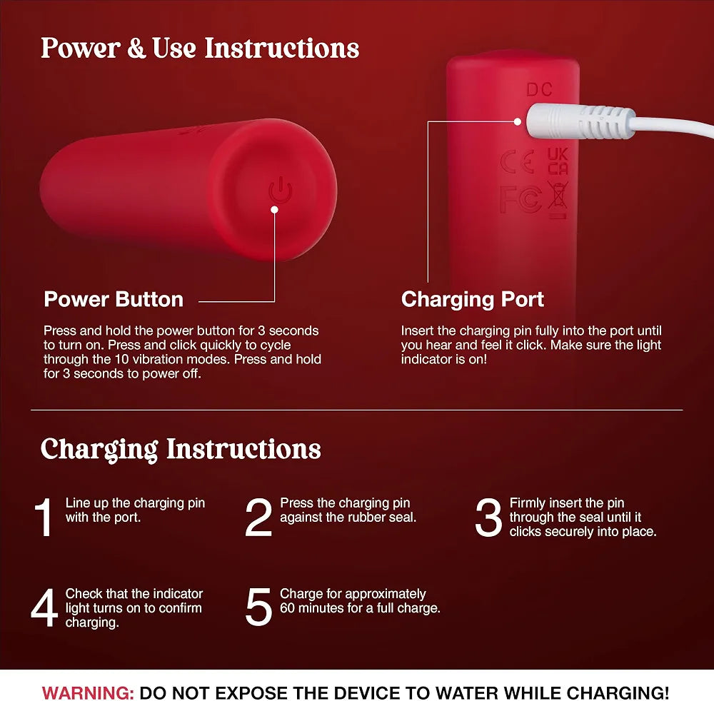Premium Mini Bullet Vibrator - 10 Vibration Modes, Waterproof, USB Rechargeable Clitoral Stimulator for Intimate Wellness