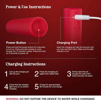 Premium Mini Bullet Vibrator - 10 Vibration Modes, Waterproof, USB Rechargeable Clitoral Stimulator for Intimate Wellness