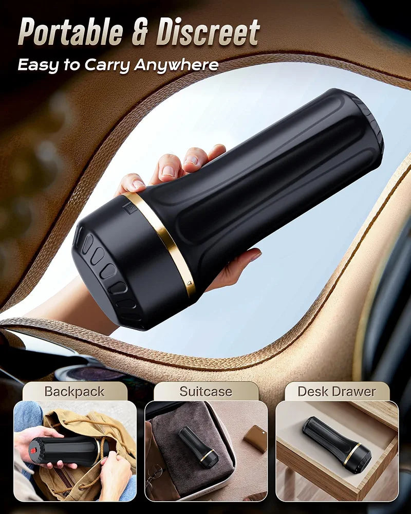 EINSEO Dual-Sleeve Male Masturbator - 7.5in Textured TPE Stroker with Adjustable Suction
