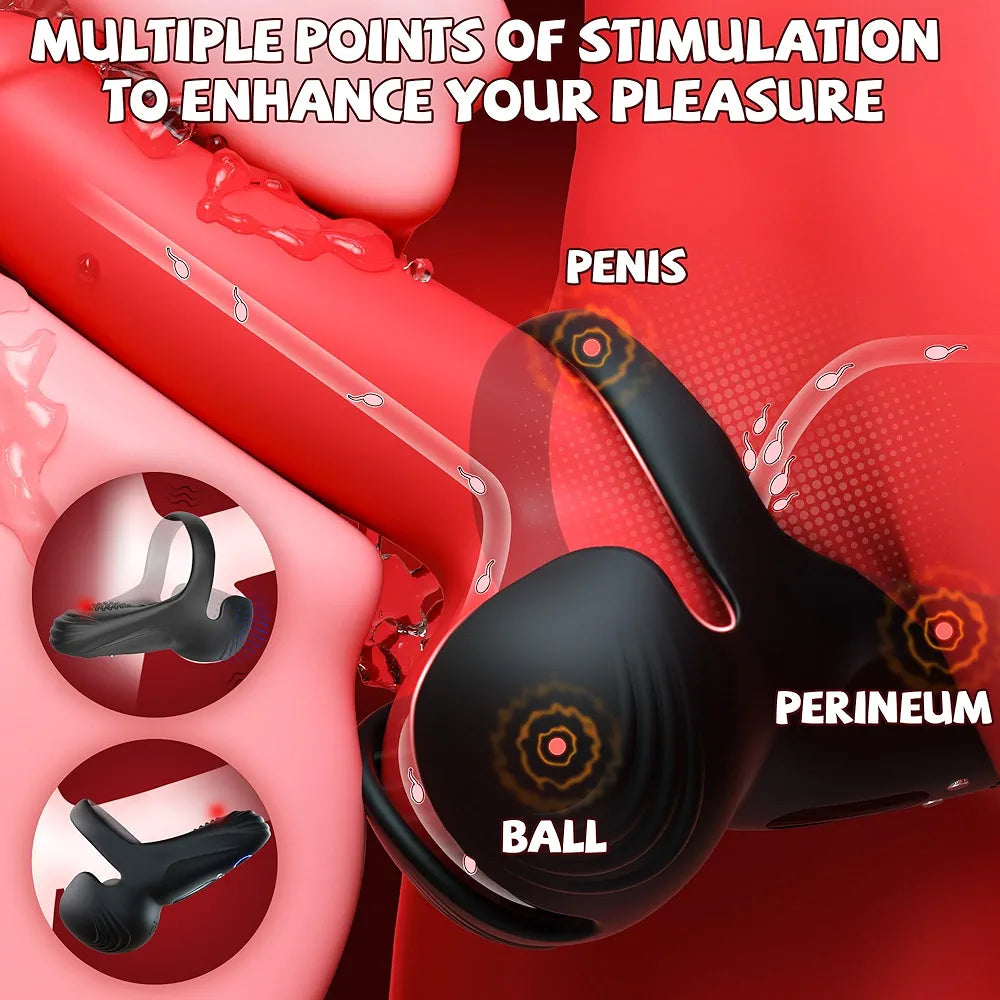 Bluetooth App-Controlled Vibrating Penis Ring with 10 Vibration Modes for Enhanced Male Stimulation
