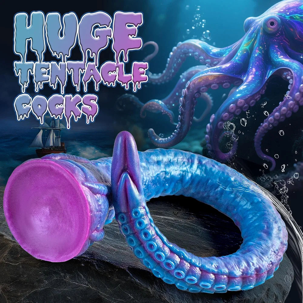 22.5-Inch XL Silicone Octopus Tentacle Dildo - Realistic Fantasy Anal Toy for G-Spot and Prostate Stimulation
