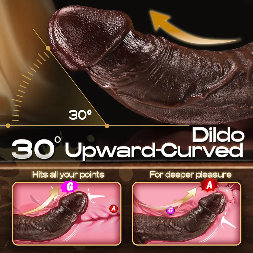 Realistic Heated Thrusting Dildo Vibrator with Suction Cup for G-Spot and Anal Stimulation
