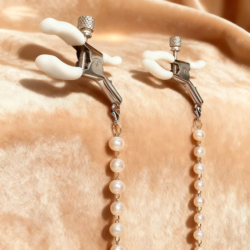 Adjustable Rubber-Sleeved Nipple Clamps with Connecting Chain for Couples