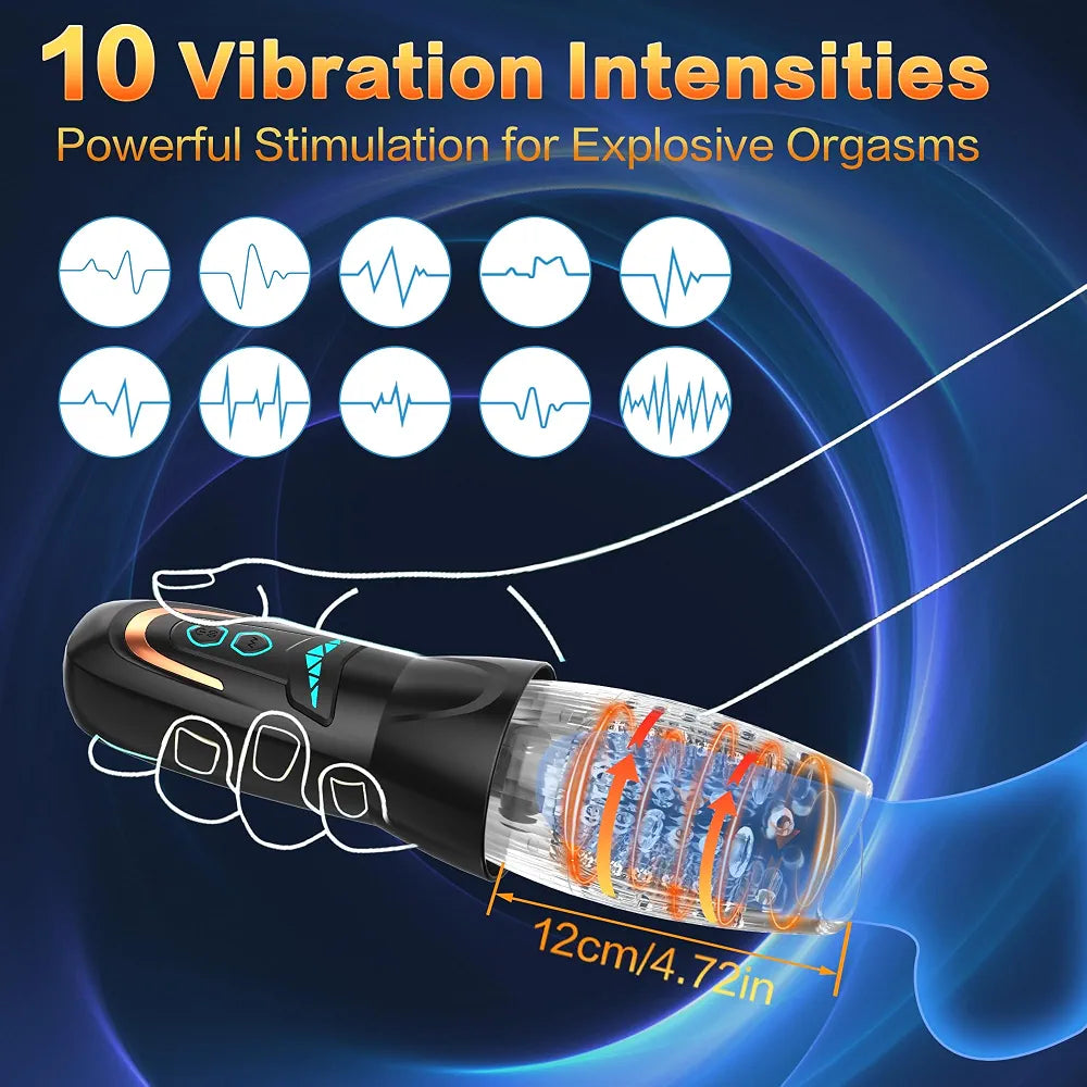 Automatic Male Masturbator with 10 Vibration, 8 Thrusting & Rotating Patterns