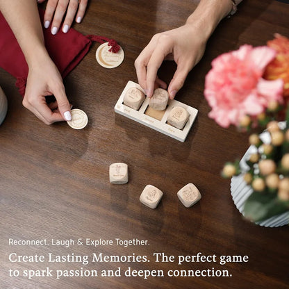 Romantic Date Night Dice Game for Couples: 6 Position Dice, Decision Coin, and Board Set