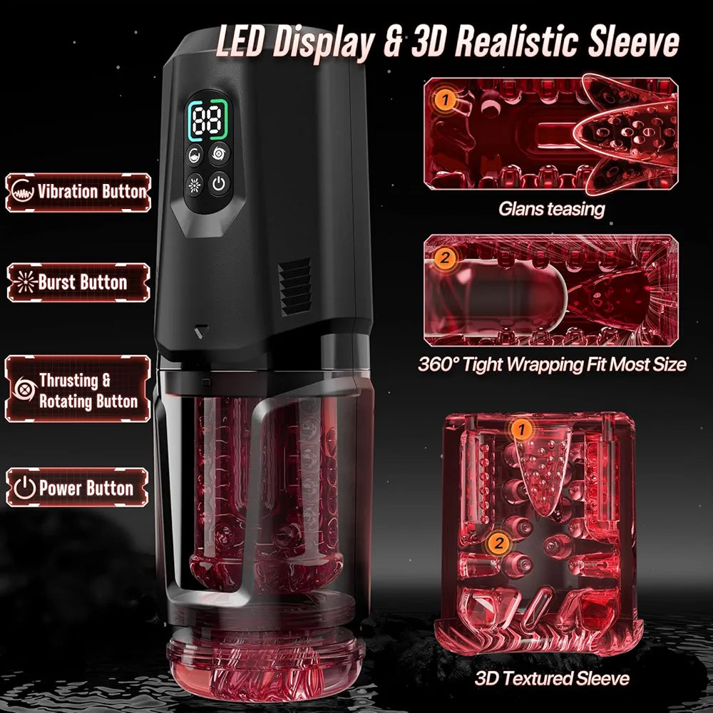 EINSEO AI-Sync Hands-Free Male Masturbator with 7 Thrusting, Rotating, Licking, and Vibrating Modes