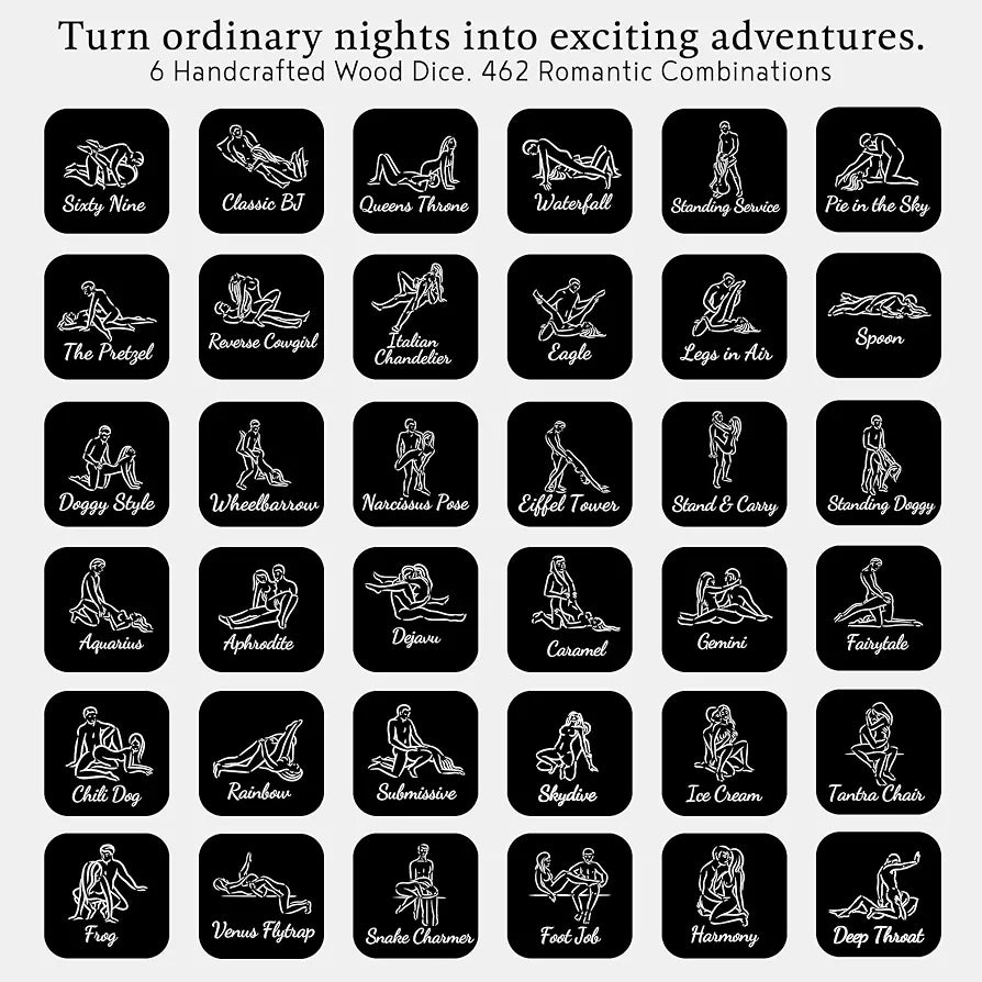 Romantic Date Night Dice Game for Couples: 6 Position Dice, Decision Coin, and Board Set