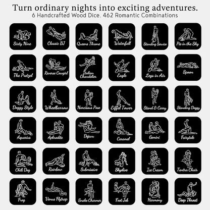 Romantic Date Night Dice Game for Couples: 6 Position Dice, Decision Coin, and Board Set