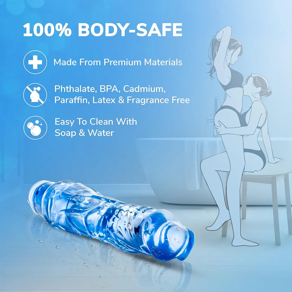 Eden 9-Inch Realistic Vibrating Dildo with Multi-Speed Stimulation and Waterproof Design - Blue